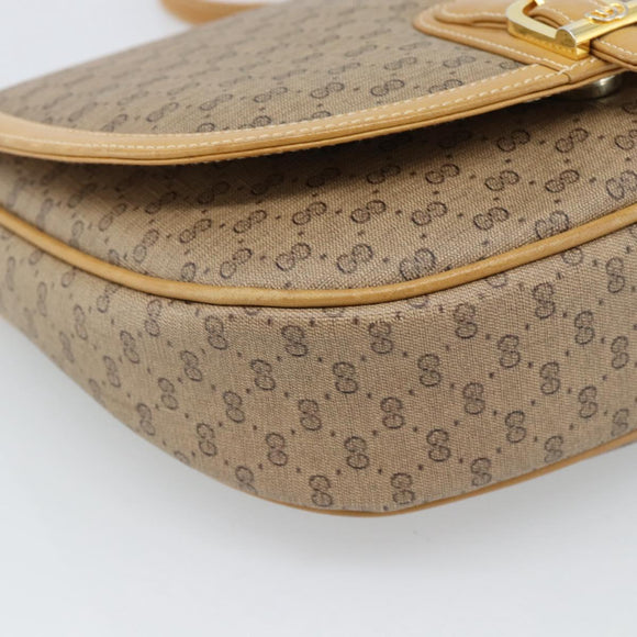 GUCCI Micro GG Supreme Umhängetasche PVC Beige Gold Auth 184524
