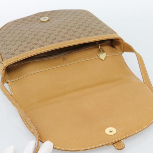 GUCCI Micro GG Supreme Umhängetasche PVC Beige Gold Auth 184524