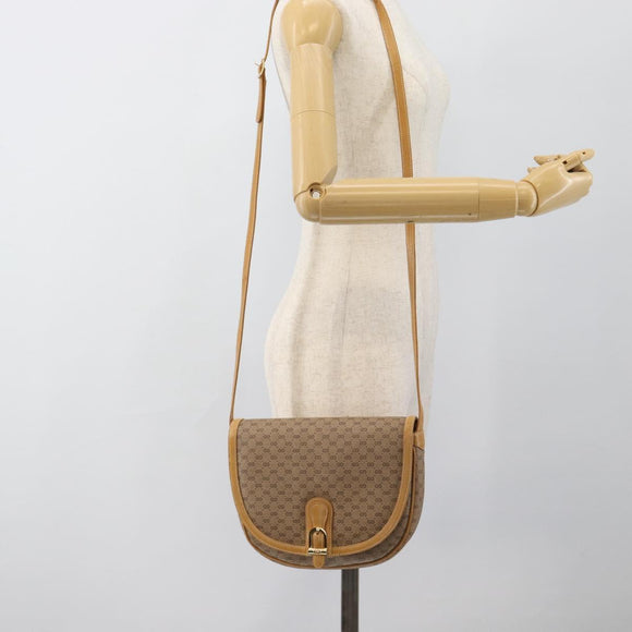 GUCCI Micro GG Supreme Umhängetasche PVC Beige Gold Auth 184524