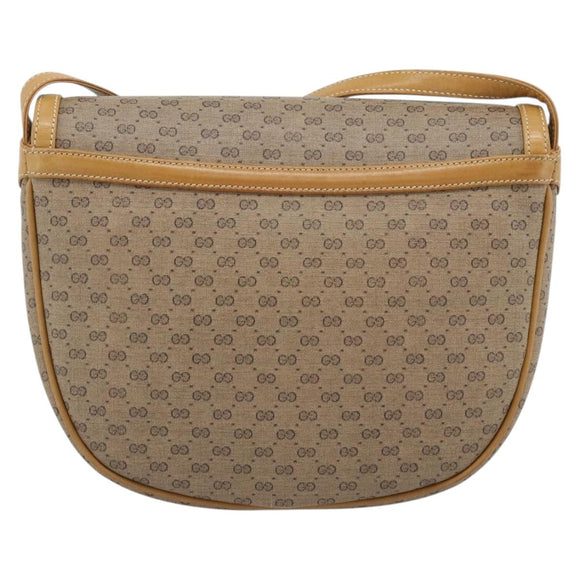 GUCCI Micro GG Supreme Umhängetasche PVC Beige Gold Auth 184524