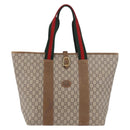 GUCCI GG Supreme Web Sherry Line Boston Bag PVC Beige Red Green Auth 184525-13