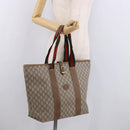 GUCCI GG Supreme Web Sherry Line Boston Bag PVC Beige Red Green Auth 184525-22