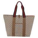 GUCCI GG Supreme Web Sherry Line Boston Bag PVC Beige Red Green Auth 184525-2