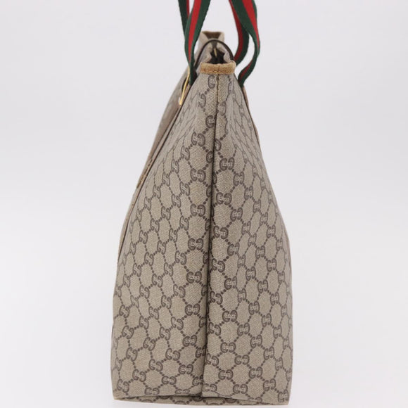 GUCCI GG Supreme Web Sherry Line Boston Bag PVC Beige Red Green Auth 184525