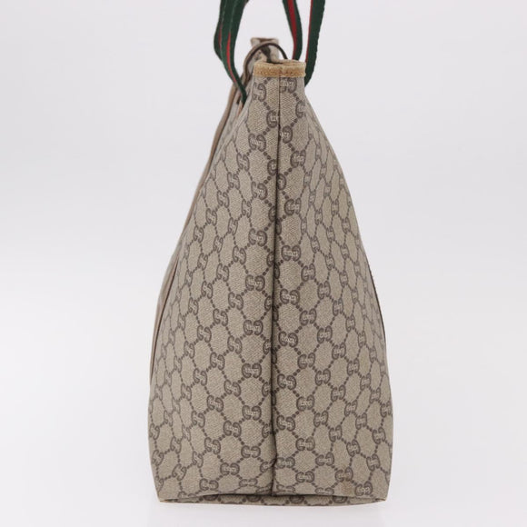 GUCCI GG Supreme Web Sherry Line Boston Bag PVC Beige Red Green Auth 184525
