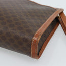 CELINE Macadam Canvas Clutch Tas PVC Leer Bruin Goud Auth 184528-10