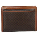 CELINE Macadam Canvas Clutch Tas PVC Leer Bruin Goud Auth 184528-3