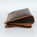 CELINE Macadam Canvas Clutch Tas PVC Leer Bruin Goud Auth 184528-4