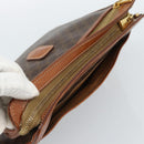 CELINE Macadam Canvas Clutch Tas PVC Leer Bruin Goud Auth 184528-6