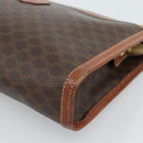 CELINE Macadam Canvas Clutch Tas PVC Leer Bruin Goud Auth 184528-8