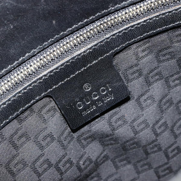 GUCCI Canvas Tote Bag Black Gold 114888 Auth 184529
