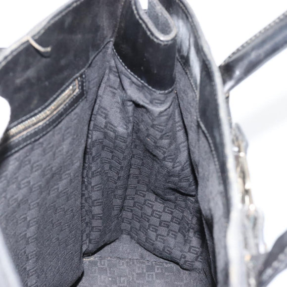 GUCCI Canvas Tote Bag Black Gold 114888 Auth 184529