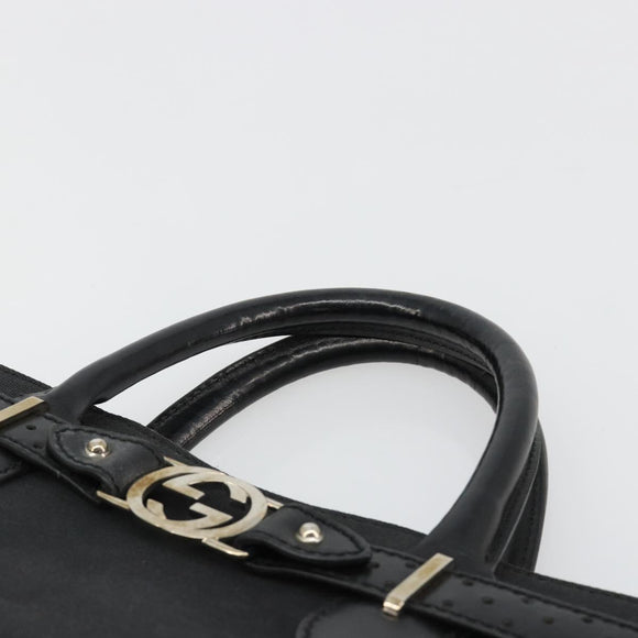 GUCCI Canvas Tote Bag Black Gold 114888 Auth 184529