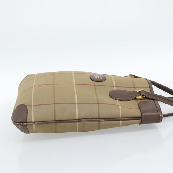 Burberrys Nova Check Tote Bag Canvas Beige Gold Auth 184530
