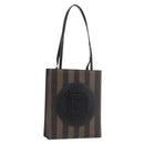 FENDI Pecan Canvas Tote Bag PVC Brown Black Auth 184531A-1