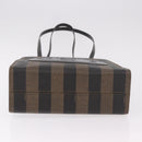 FENDI Pecan Canvas Tote Bag PVC Brown Black Auth 184531A-6