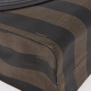 FENDI Pecan Canvas Tote Bag PVC Brown Black Auth 184531A-10