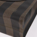 FENDI Pecan Canvas Tote Bag PVC Brown Black Auth 184531A-14