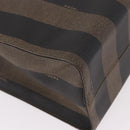 FENDI Pecan Canvas Tote Bag PVC Brown Black Auth 184531A-15