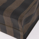 FENDI Pecan Canvas Tote Bag PVC Brown Black Auth 184531A-16