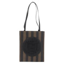FENDI Pecan Canvas Tote Bag PVC Brown Black Auth 184531A-13