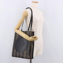 FENDI Pecan Canvas Tote Bag PVC Brown Black Auth 184531A-22