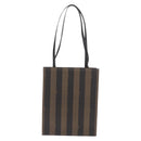 FENDI Pecan Canvas Tote Bag PVC Brown Black Auth 184531A-2