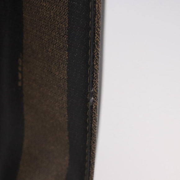 FENDI Pecan Canvas Tote Bag PVC Brown Black Auth 184531A