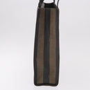 FENDI Pecan Canvas Tote Bag PVC Brown Black Auth 184531A-5