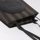 FENDI Pecan Canvas Tote Bag PVC Brown Black Auth 184531A-7