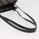 FENDI Pecan Canvas Tote Bag PVC Brown Black Auth 184531A-8