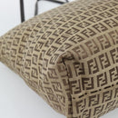 FENDI Zucchino Canvas Hand Bag Beige Silver Auth 184532-11