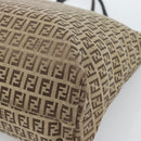 FENDI Zucchino Canvas Hand Bag Beige Silver Auth 184532-12