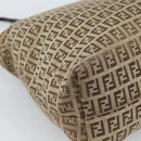 FENDI Zucchino Canvas Hand Bag Beige Silver Auth 184532-13