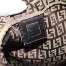 FENDI Zucchino Canvas Hand Bag Beige Silver Auth 184532-15