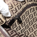 FENDI Zucchino Canvas Hand Bag Beige Silver Auth 184532-19
