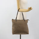 FENDI Zucchino Canvas Hand Bag Beige Silver Auth 184532-22