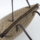 FENDI Zucchino Canvas Hand Bag Beige Silver Auth 184532-6