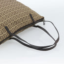 FENDI Zucchino Canvas Hand Bag Beige Silver Auth 184532-7