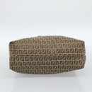 FENDI Zucchino Canvas Hand Bag Beige Silver Auth 184532-9
