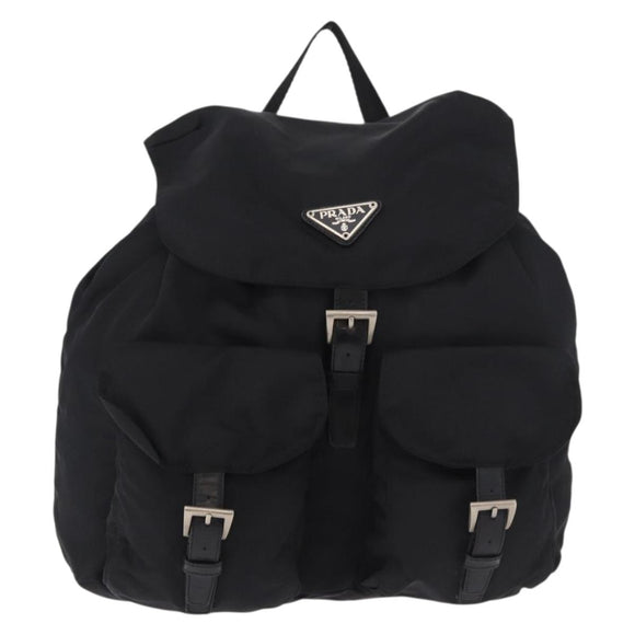 PRADA Backpack Nylon Black Silver Auth 184534A