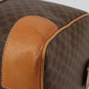 CELINE Macadam Canvas Boston Bag PVC Leather Brown Gold Auth 184535A-10