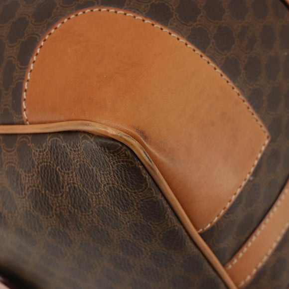 CELINE Macadam Canvas Boston Bag PVC Leather Brown Gold Auth 184535A