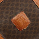 CELINE Macadam Canvas Boston Bag PVC Leather Brown Gold Auth 184535A-16