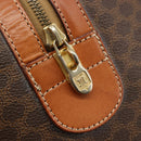 CELINE Macadam Canvas Boston Bag PVC Leather Brown Gold Auth 184535A-17
