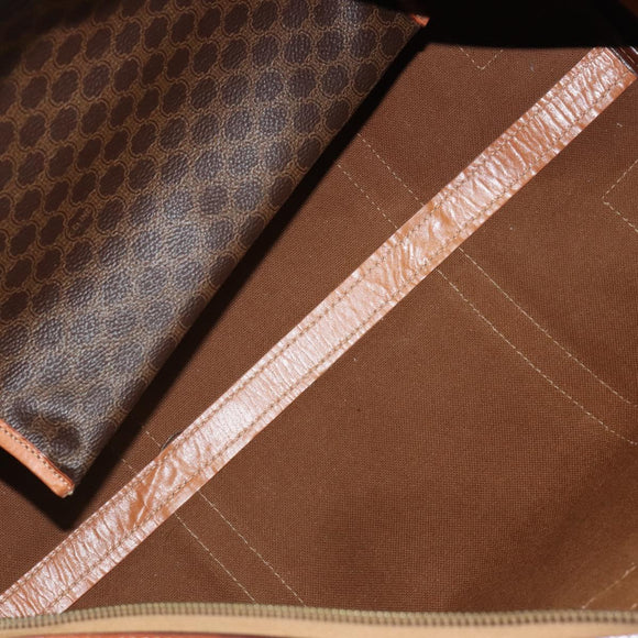 CELINE Macadam Canvas Boston Bag PVC Leather Brown Gold Auth 184535A