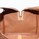 CELINE Macadam Canvas Boston Bag PVC Leather Brown Gold Auth 184535A-19