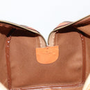 CELINE Macadam Canvas Boston Bag PVC Leather Brown Gold Auth 184535A-20