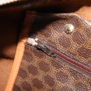 CELINE Macadam Canvas Boston Bag PVC Leather Brown Gold Auth 184535A-21