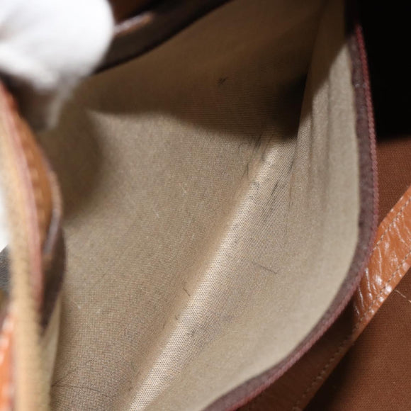 CELINE Macadam Canvas Boston Bag PVC Leather Brown Gold Auth 184535A